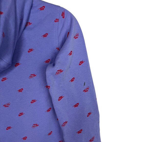 Nike Youth Size Large Purple‎ Hoodie With Red Logo Print & Front Kangaroo Pocket - Picture 8 of 11